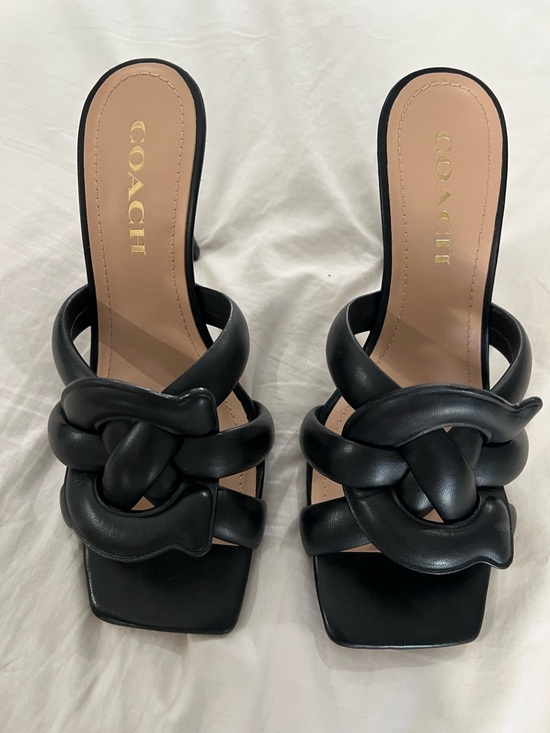 Coach Black Knotted Leather Slide Mules - Picture 6 of 6